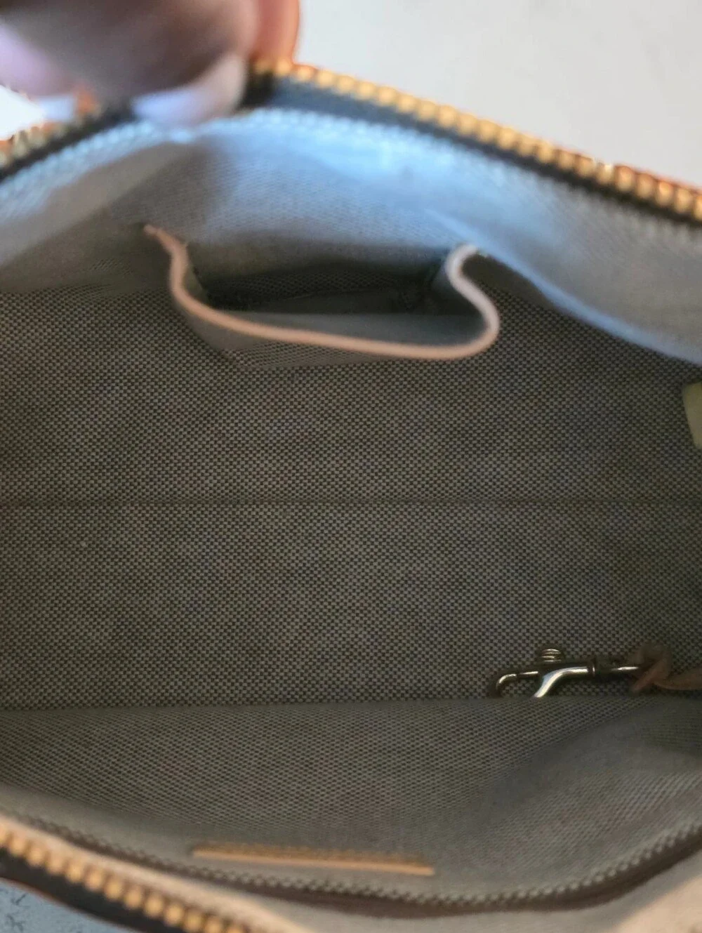 Dooney & Bourke Brown & Gold Monogram Satchel Handbag